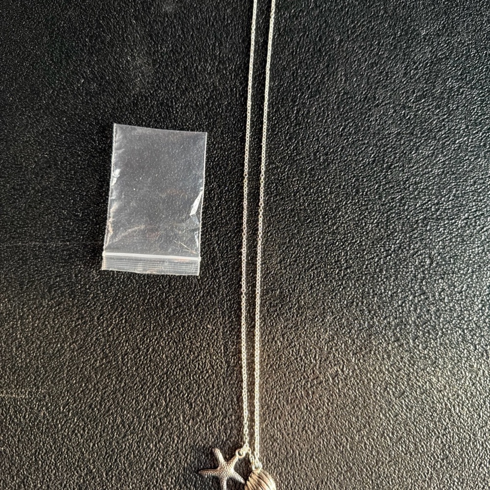 Silver Starfish and Shell Necklace Silver chain 925